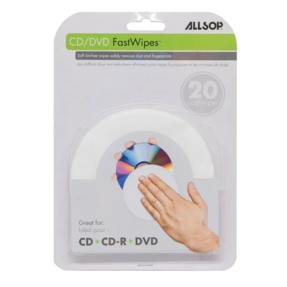 Allsop CD+R/RW DVD+R/RW‎ Fast Wipes Cleaners Removes Dust Fingerprints
